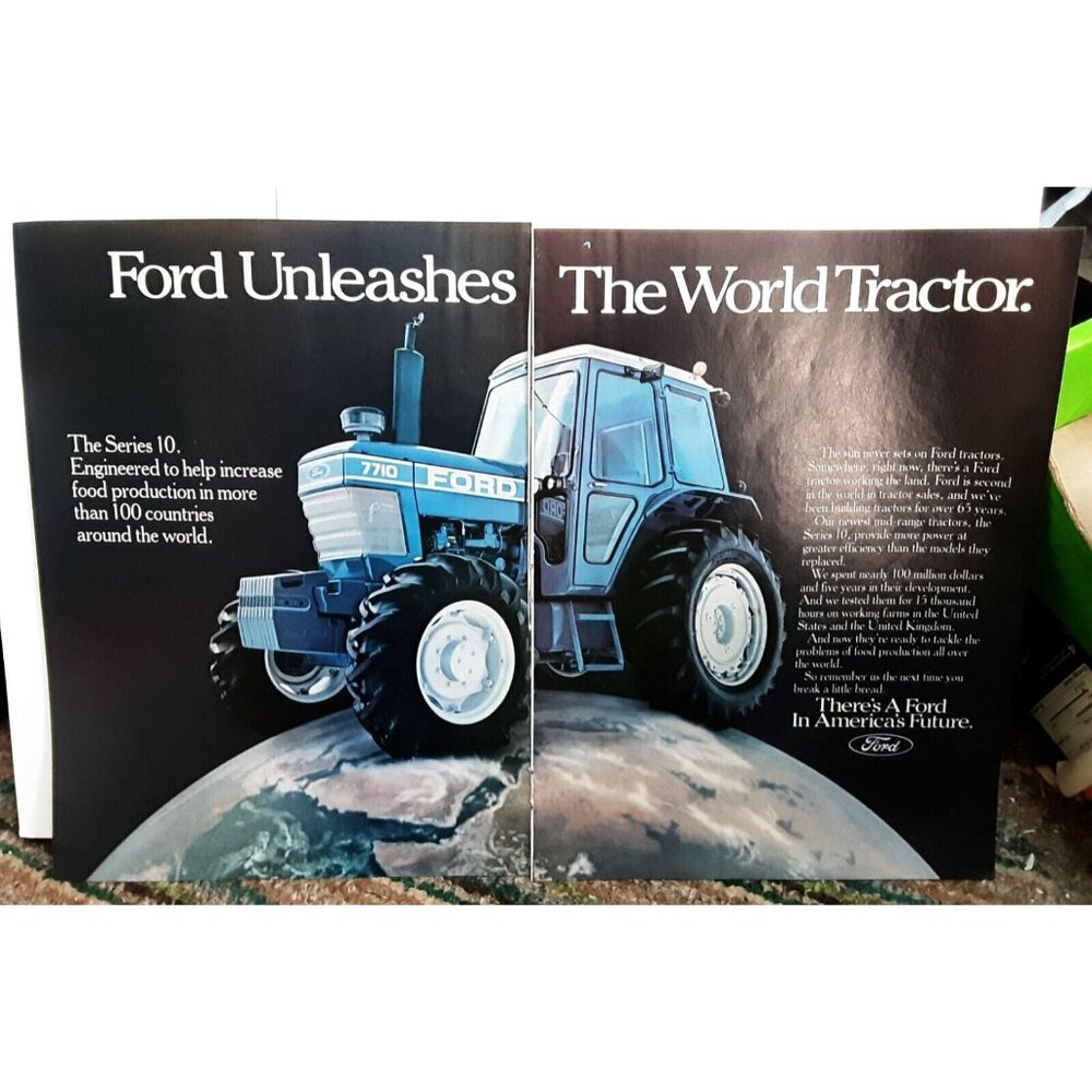 1982 Ford Series 10 World Tractor 2 Page Original Print Ad vintage